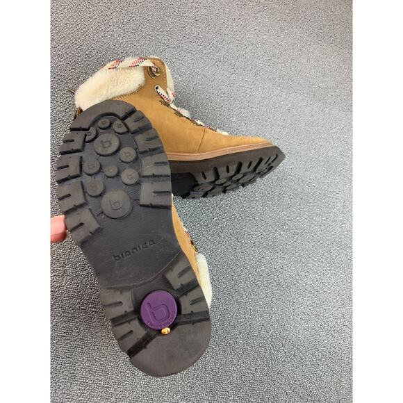 Bionica 8M Tan White Suede Faux Fur Lace Up Winter Hiking Boots - Picture 5 of 7